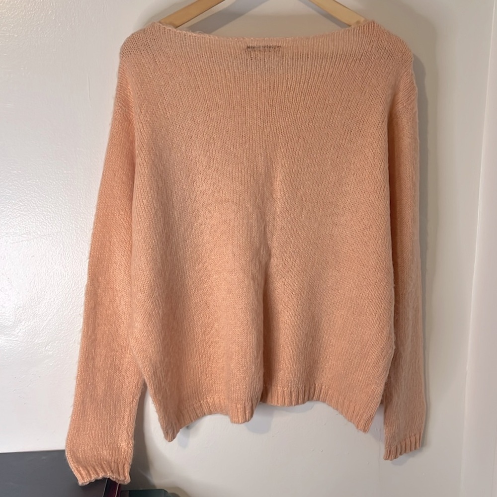 Wooden Ships Mohair Blend Peach Slouchy Loose Knit Boat Neck Sweater‎ Sz S/M - Picture 9 of 9
